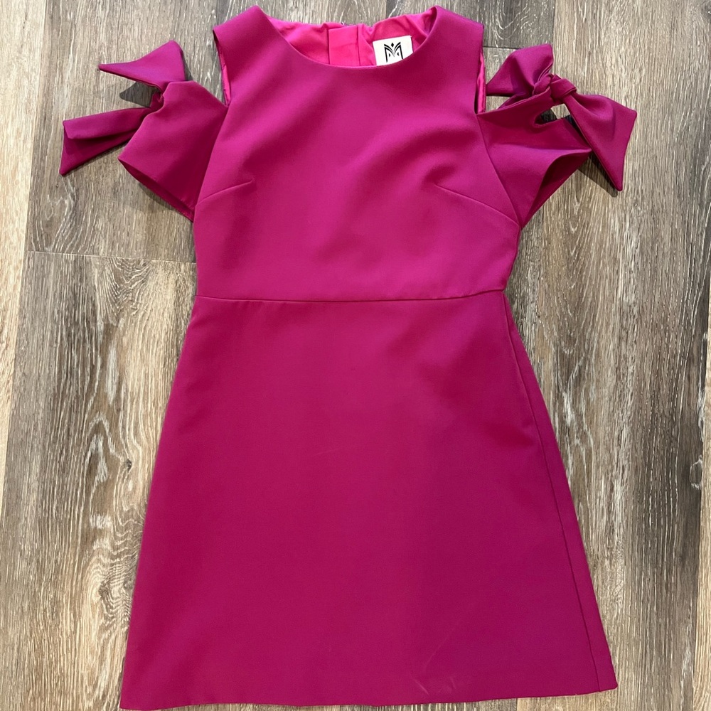 Milly Minis Magenta Dress with Bow Accents